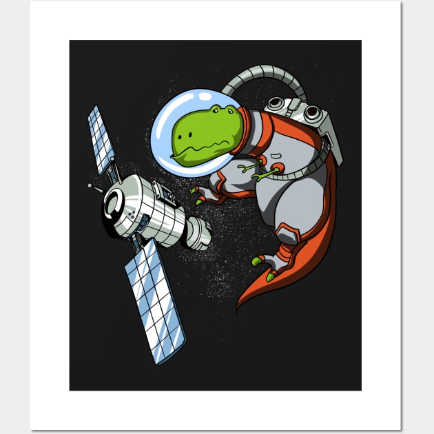 T-Rex Dinosaur Space Astronaut Wall Art by underheaven